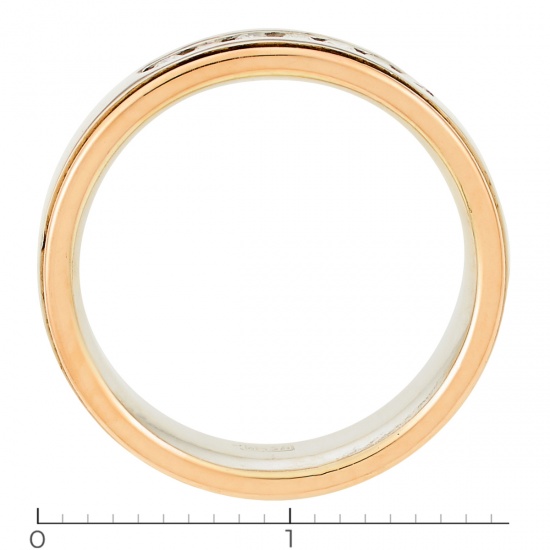 Кольцо обручальное из комбинированного золота 585 пробы c 7 бриллиантами, Л41062646 за 21750