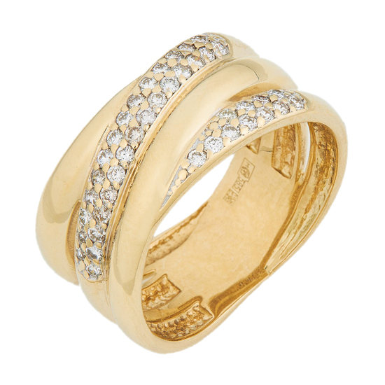 Кольцо из желтого золота 585 пробы c 40 бриллиантами, Л73013422 за 62900