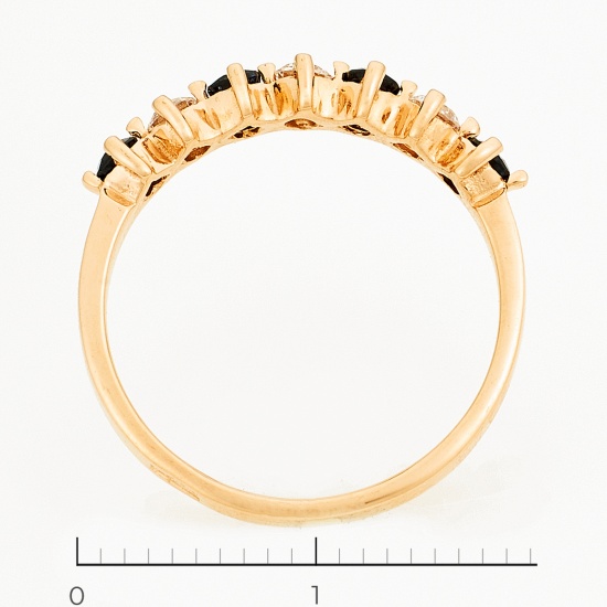 Кольцо из красного золота 585 пробы c 4 сапфирами и фианитами, Л11148118 за 11700