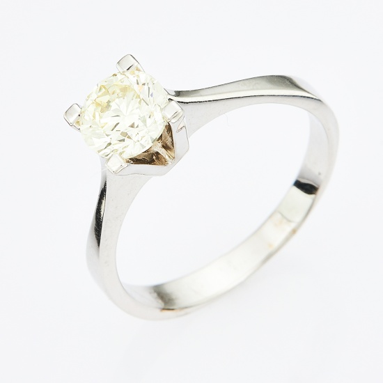 Кольцо из белого золота 585 пробы c 1 бриллиантом, Л16137160 за 259315