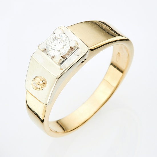 Кольцо из комбинированного золота 585 пробы c 1 бриллиантом, Л28060864 за 69950