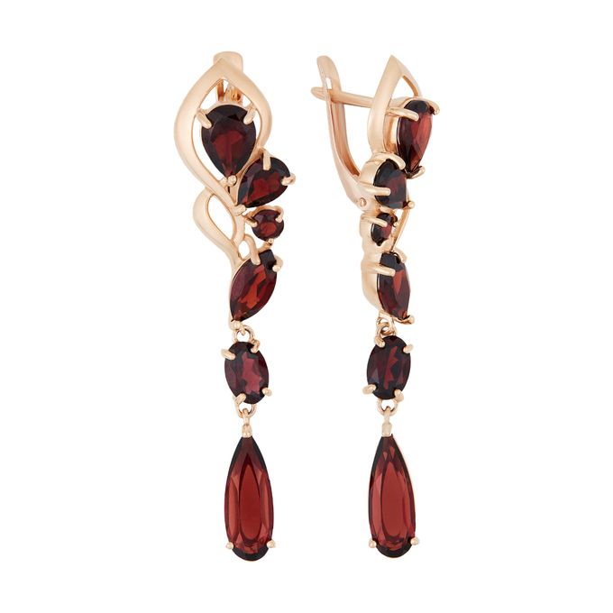 Серьги из золота 585 пробы c гранатами, Л 4709 6212 за 43950