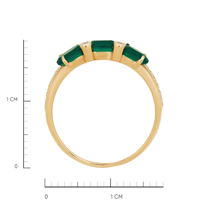 Кольцо из золота 585 пробы c хризопразами и фианитами