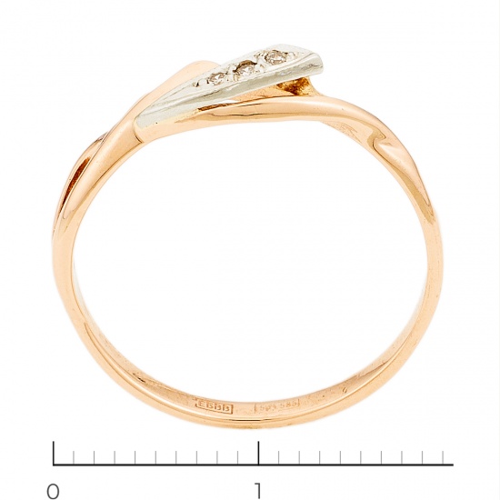 Кольцо из комбинированного золота 585 пробы c 3 бриллиантами, Л43048752 за 7500