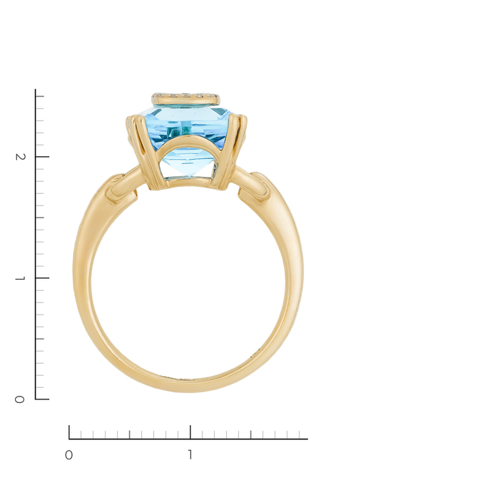 Кольцо из золота 585 пробы c 25 бриллиантами и 1 топазом
