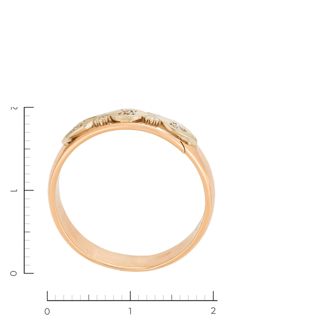 Кольцо из золота 585 пробы c 3 бриллиантами, Л 2809 9012 за 18360