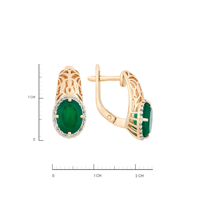 Серьги из золота 585 пробы с хризопразами и фианитами, Л 6103 3000 за 44000