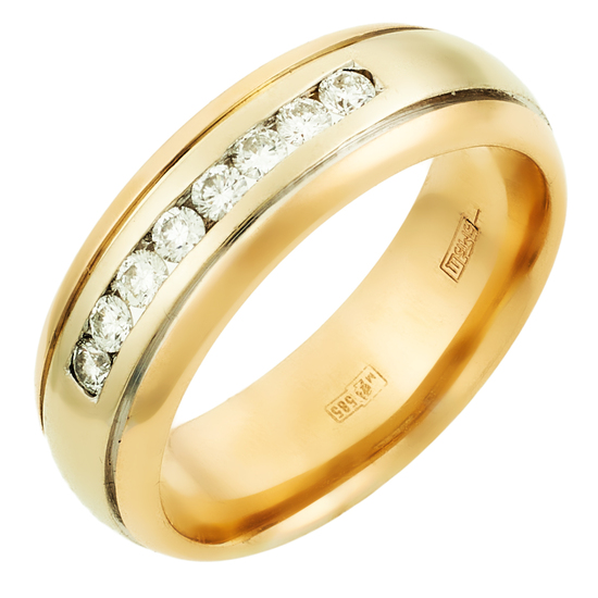 Кольцо из комбинированного золота 585 пробы c 8 бриллиантами, Л75015179 за 25605