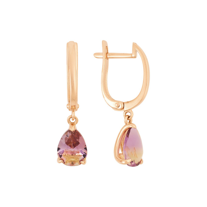 Серьги из золота 585 пробы с аметринами, Ц О007 5693 за 27800