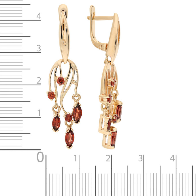 Серьги из золота 585 пробы c гранатами