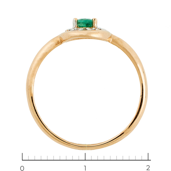 Кольцо из комбинированного золота 585 пробы c фианитами и 1 изумрудом, Л09104022 за 14100