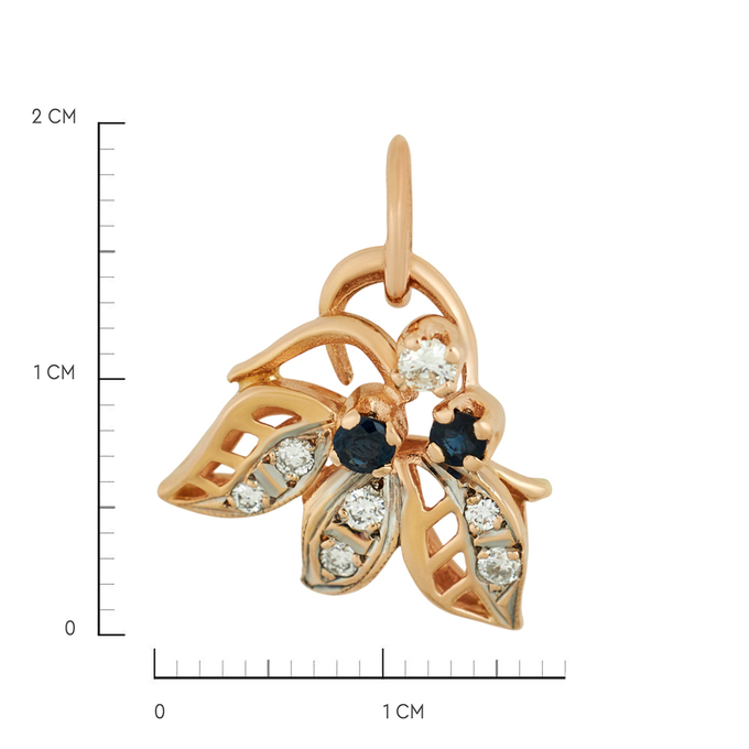 Подвеска из золота 585 пробы c бриллиантами и сапфирами, Л 0616 7739 за 36800