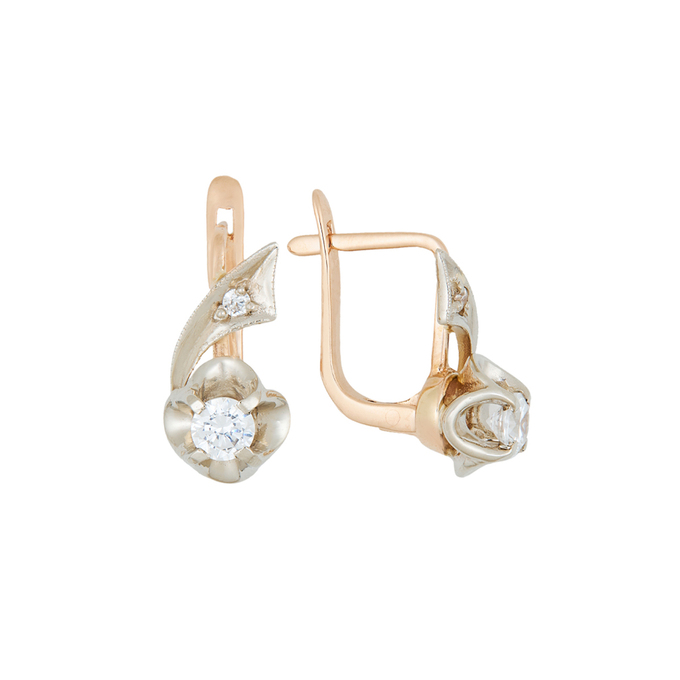 Серьги из золота 585 пробы c фианитами