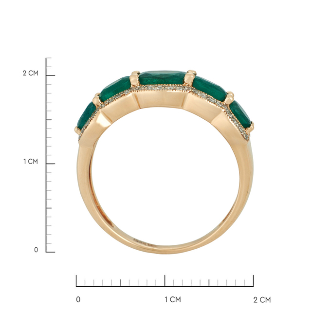 Кольцо из золота 585 пробы c изумрудами и бриллиантами, Л 7303 3693 за 55500