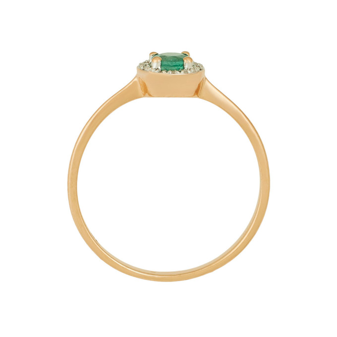 Кольцо из золота 585 пробы c изумрудом и бриллиантами