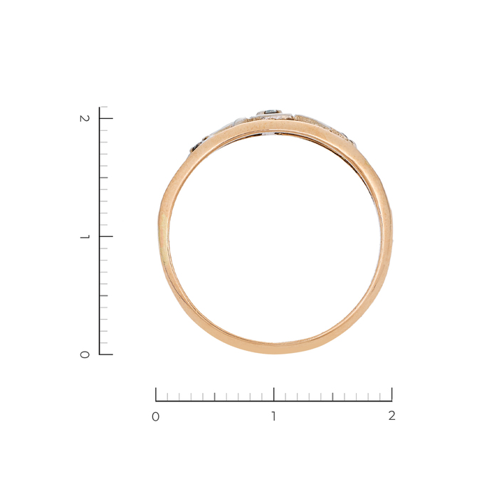 Кольцо из комбинированного золота 585 пробы c 3 бриллиантами, Л 5703 2164 за 12950