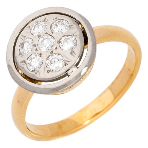 Кольцо из комбинированного золота 750 пробы c 7 бриллиантами 005299 фото 1