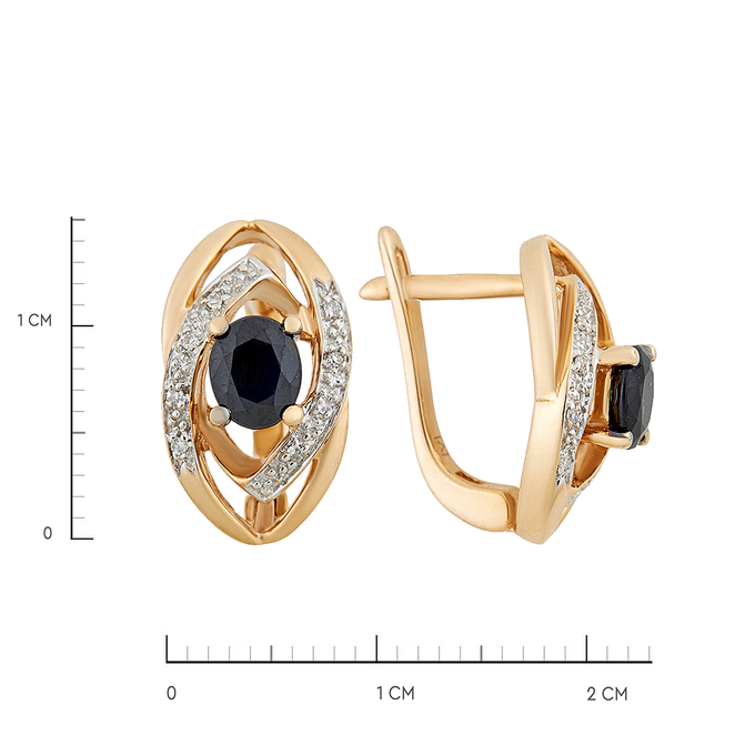 Серьги из золота 585 пробы c сапфирами и бриллиантами, Л 6602 4463 за 63120