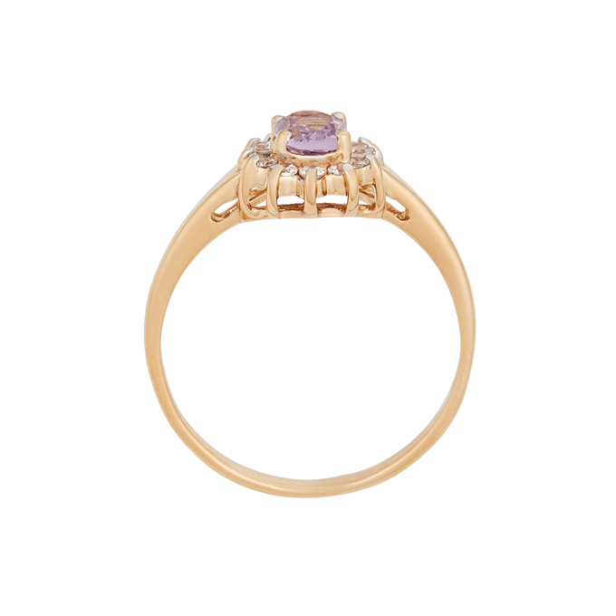 Кольцо из золота 585 пробы c аметистом и фианитами, Л 3506 8169 за 23440