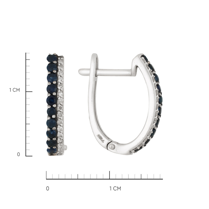 Серьги из золота 585 пробы c сапфирами и бриллиантами, Ц О007 3080 за 24000