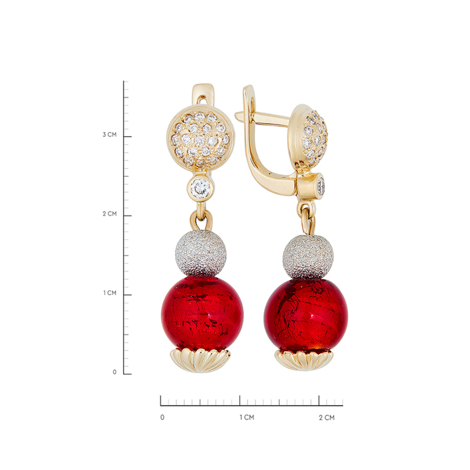 Серьги из золота 585 пробы c бриллиантами и эмалями, Л 2809 6056 за 98000