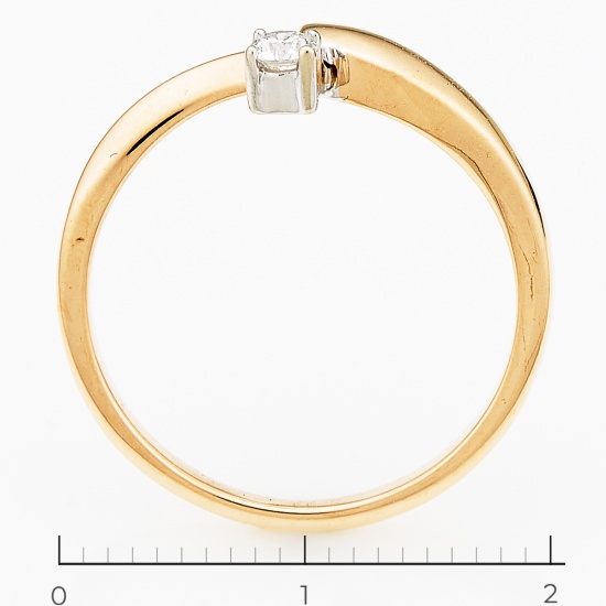 Кольцо из комбинированного золота 585 пробы c 1 бриллиантом, Л23152083 за 13750