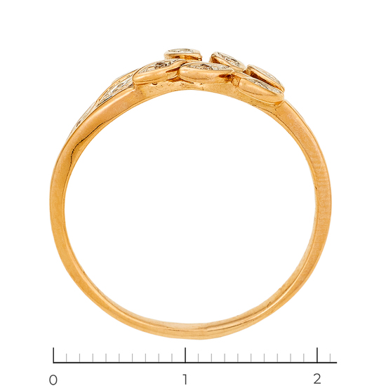 Кольцо из комбинированного золота 585 пробы c 9 бриллиантами, Л47088508 за 13740