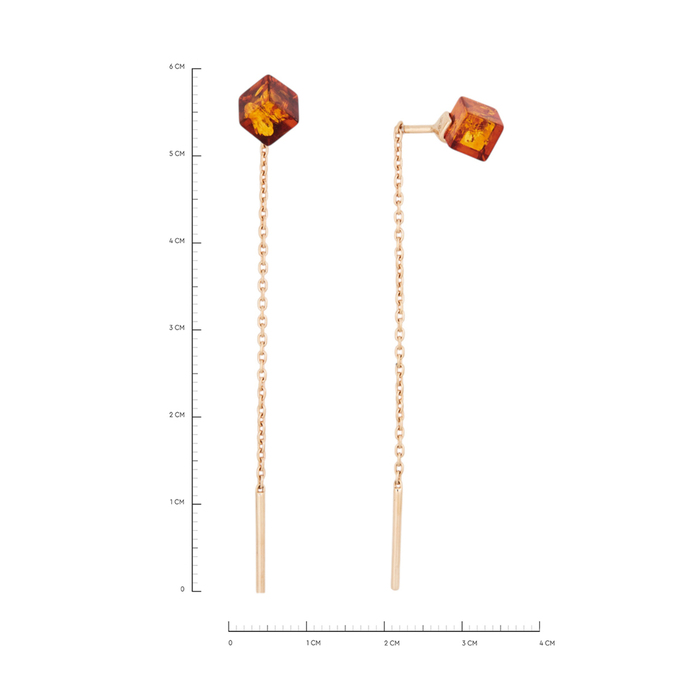 Серьги из золота 585 пробы c янтарём, К 0000 3313 за 15900