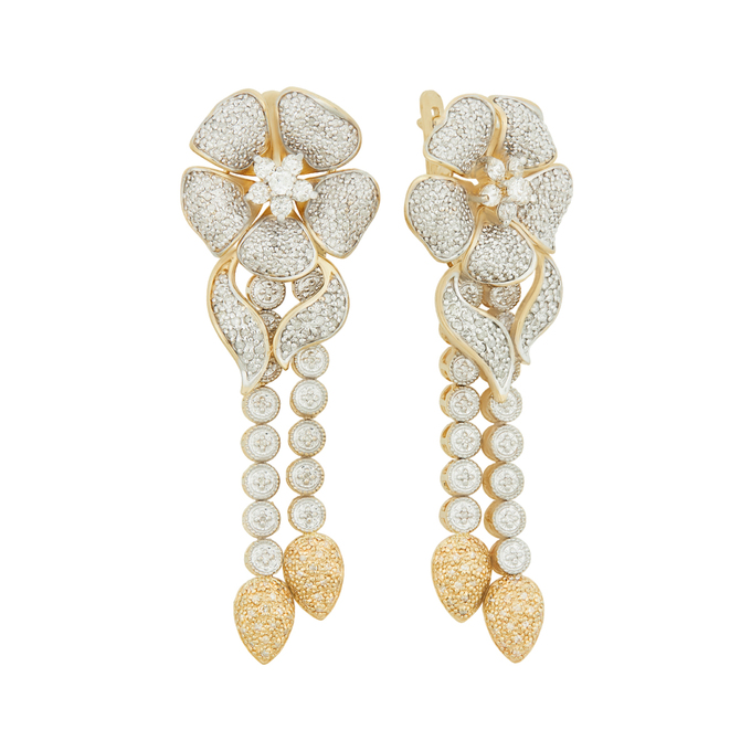 Серьги из золота 585 пробы c бриллиантами