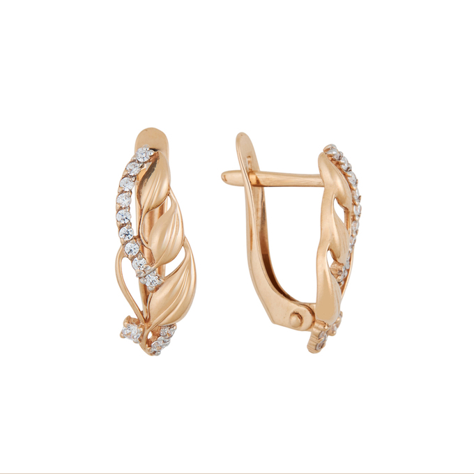 Серьги из золота 585 пробы c фианитами, Л 2010 6720 за 16640