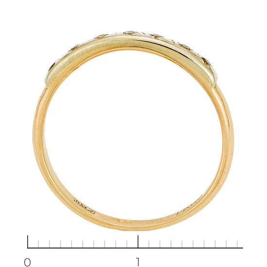 Кольцо из комбинированного золота 585 пробы c 7 бриллиантами, Л35061319 за 9500