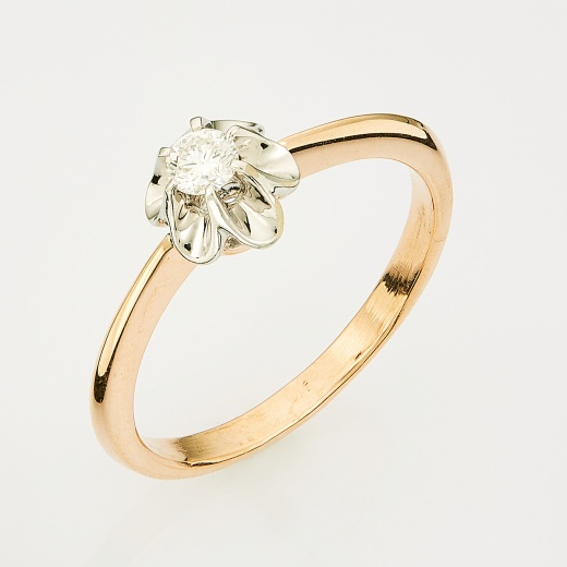 Кольцо из комбинированного золота 585 пробы c 1 бриллиантом Л43044698 фото 1