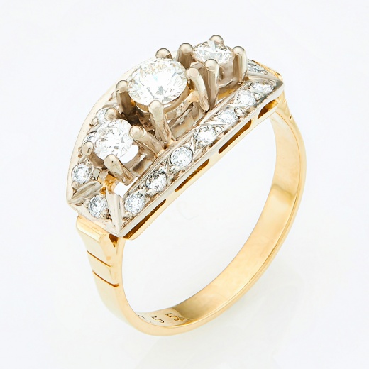 Кольцо из комбинированного золота 585 пробы c 19 бриллиантами Л28065123 фото 1