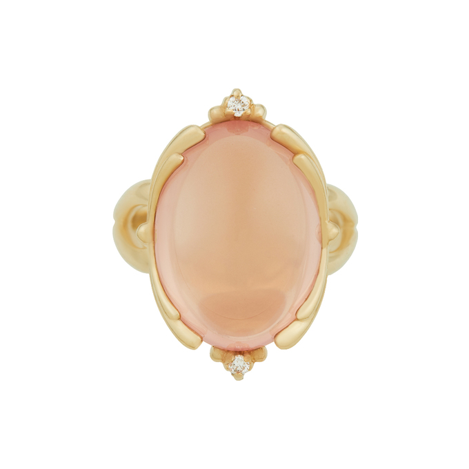 Кольцо из золота 585 пробы c бриллиантами и розовым кварцем, Л 2811 7798 за 69900