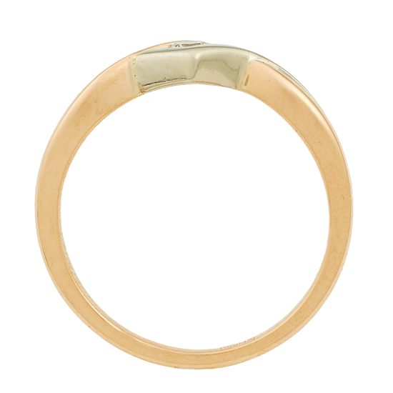 Кольцо из комбинированного золота 585 пробы c 1 бриллиантом, Л20103257 за 19000