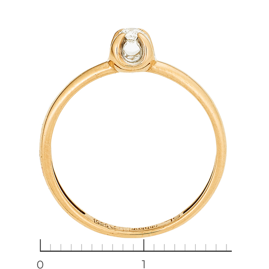 Кольцо из комбинированного золота 585 пробы c 1 бриллиантом, Л75016553 за 9030