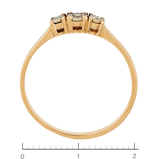 Кольцо из комбинированного золота 585 пробы c 3 бриллиантами, Л24138379 за 6750