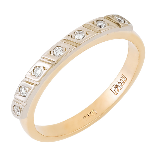 Кольцо из комбинированного золота 585 пробы c 7 бриллиантами Л35062668 фото 1