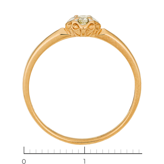 Кольцо из комбинированного золота 585 пробы c 1 бриллиантом, Л08082762 за 9300