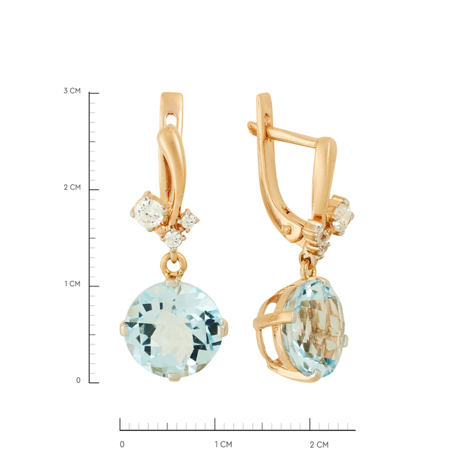 Серьги из золота 585 пробы c топазами и фианитами, Ц О007 2425 за 58320