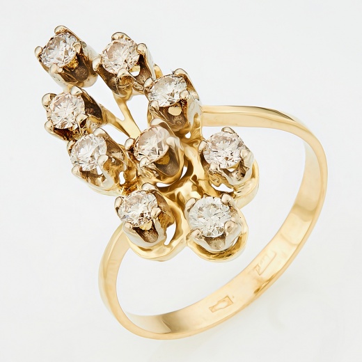 Кольцо из комбинированного золота 750 пробы c 9 бриллиантами Л33081050 фото 1