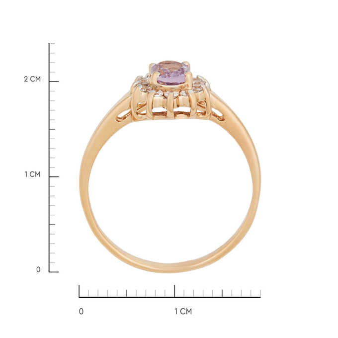 Кольцо из золота 585 пробы c аметистом и фианитами, Л 3506 8169 за 23440