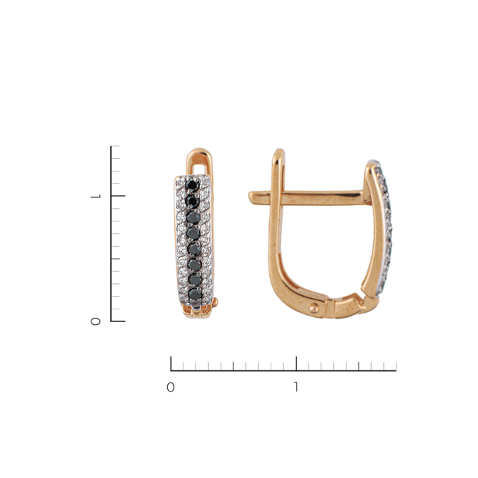 Серьги из красного золота 585 пробы c 60 бриллиантами