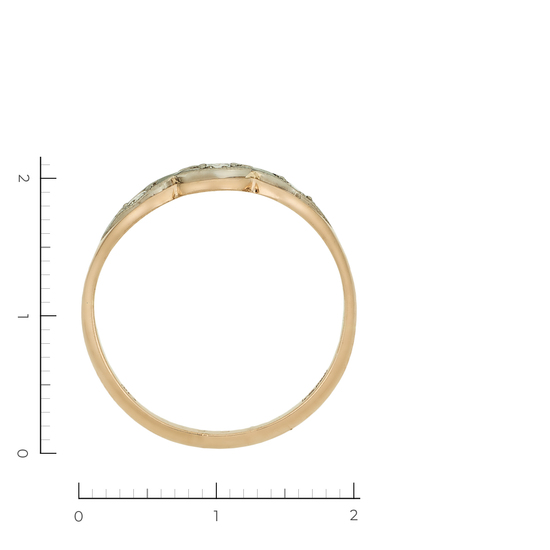 Кольцо из комбинированного золота 583 пробы c 3 бриллиантами, Л25081218 за 16000