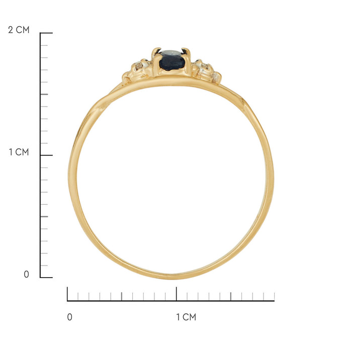 Кольцо из золота 585 пробы c сапфиром и бриллиантами