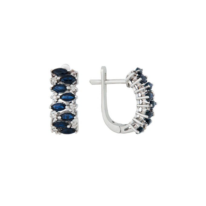 Серьги из золота 585 пробы c сапфирами и бриллиантами, Л 5804 5075 за 76480