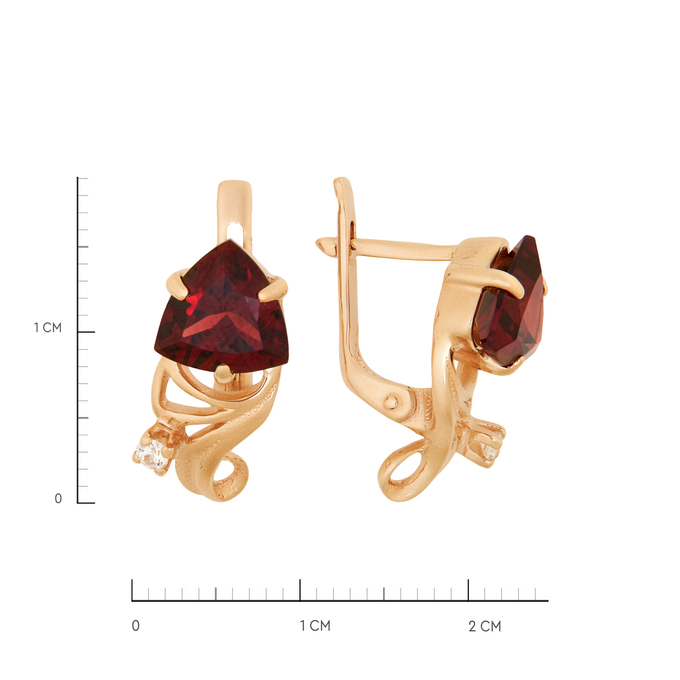 Серьги из золота 585 пробы c гранатами и фианитами, Л 3014 4076 за 49920