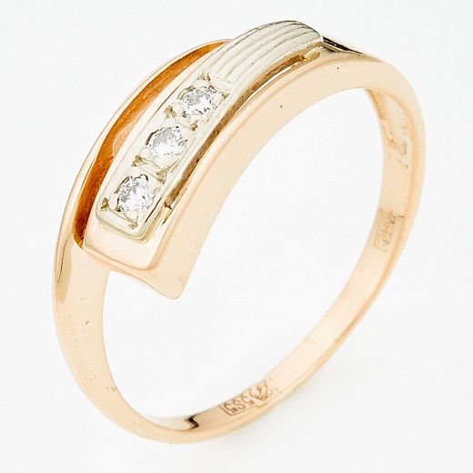 Кольцо из комбинированного золота 585 пробы c 3 бриллиантами Л72000011 фото 1