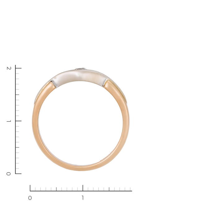 Кольцо из комбинированного золота 585 пробы c 1 бриллиантом, Л 3506 3473 за 25520