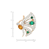 Брошь из золота 585 пробы c цитрином, синтетическими камнями и фианитами